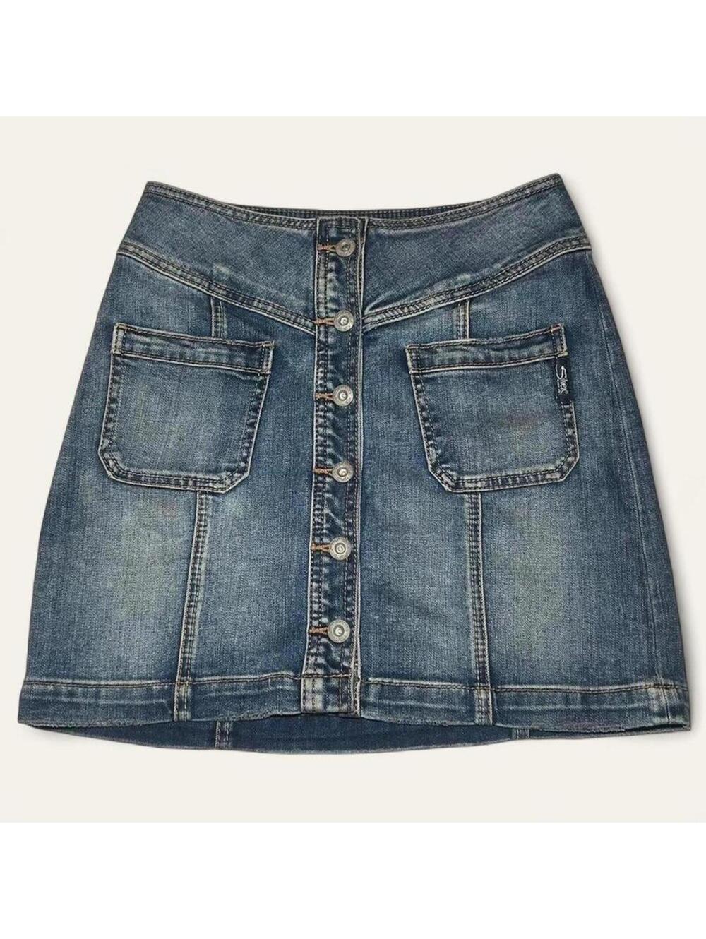 Silver Jeans Button Front Denim Skirt Y2K Indie Size 3 M